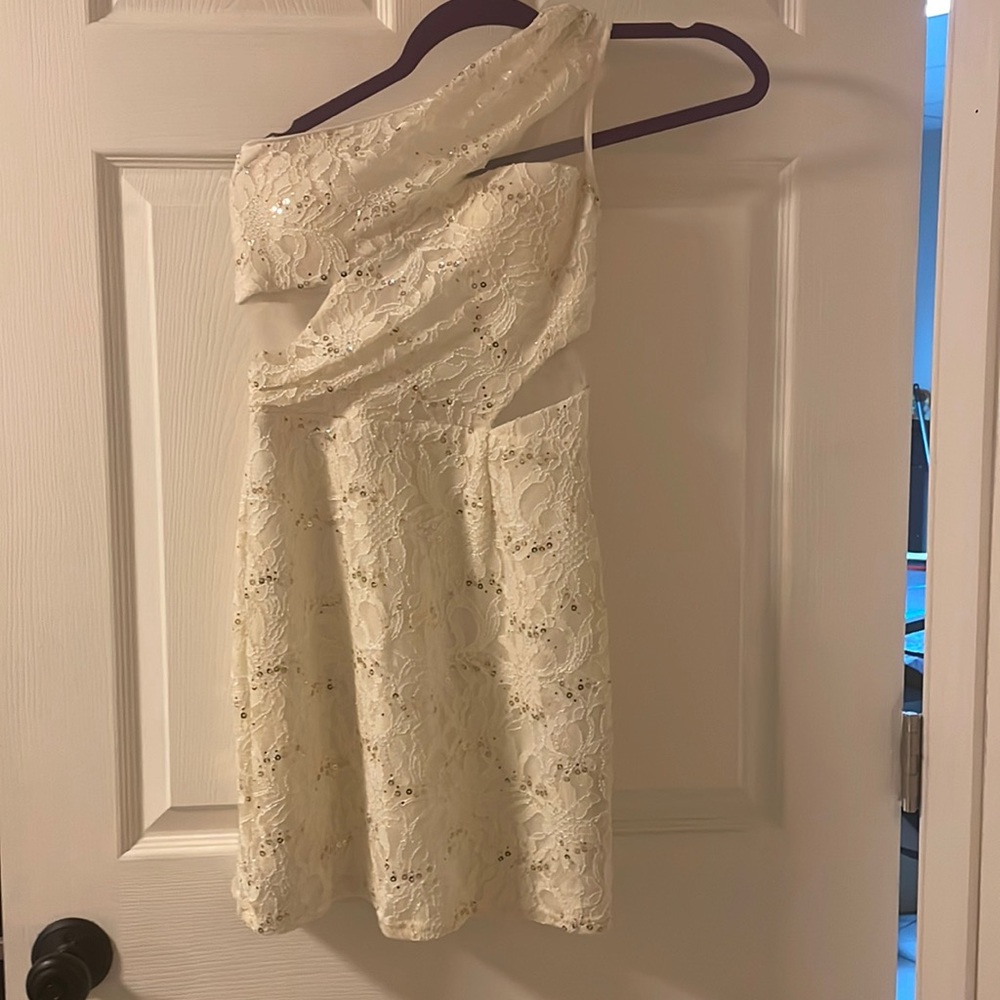 Ivory with gold sequin mini dress size small